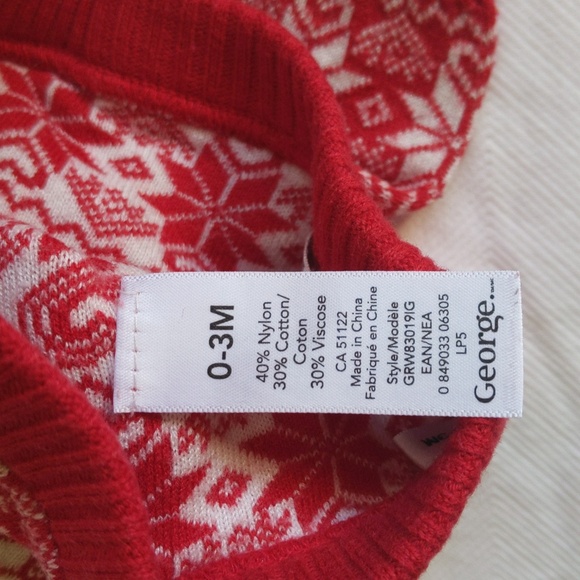 george red heart fair isle knit sweater leggings 0-3 months baby girl - Picture 2 of 6